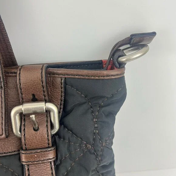 Fossil Key - Per Black  Quilted Nylon Handbag with Detachable Shoulder Strap - Picture 7 of 12